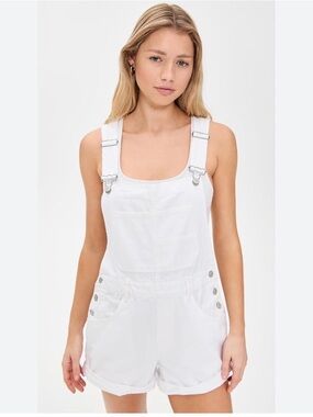 We The Free White Denim Short Overalls